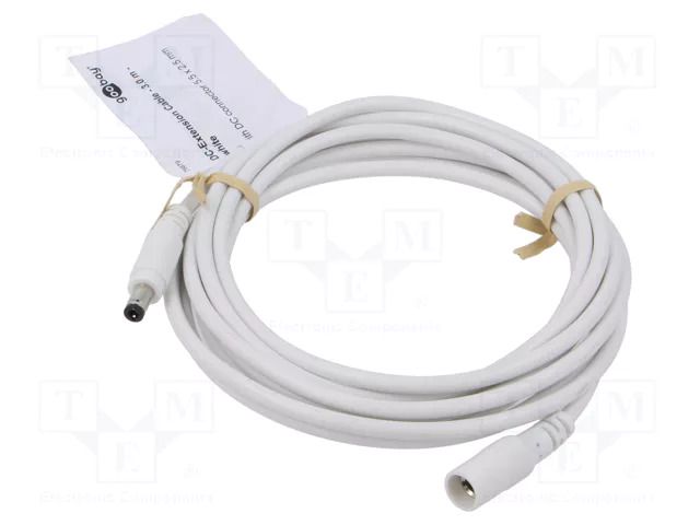 Cable; DC 5,5/2,5 plug,DC 5,5/2,5 socket; straight; white; 3m GOOBAY GOOBAY-76679