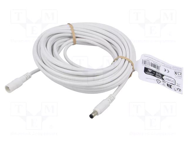 Cable; DC 5,5/2,5 plug,DC 5,5/2,5 socket; straight; white; 10m GOOBAY GOOBAY-76681