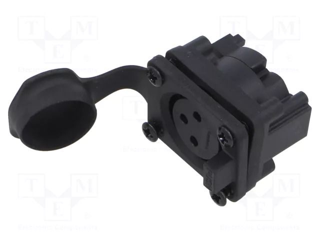 Connector: XLR; socket; female; AXS; 15A; 133V; PIN: 3; IP65; THT AMPHENOL AXS3FPH