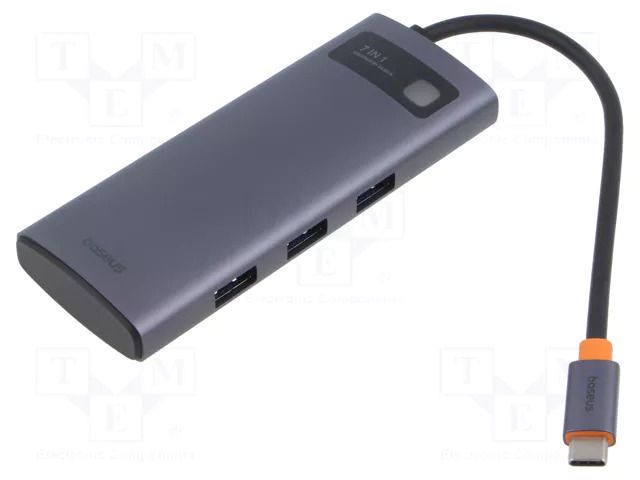 Hub USB; grey; Number of ports: 7; aluminium BASEUS B00030708811-01