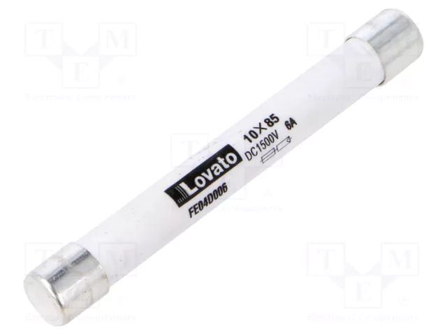 Fuse: fuse; 6A; 1.5kVDC; gPV; 10x85mm LOVATO ELECTRIC FE04D006