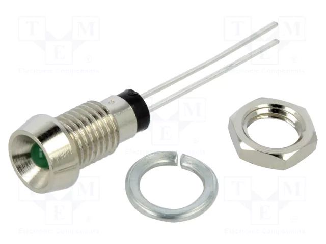 Indicator: LED; prominent; red; 2.1VDC; Ø8mm; MPC; metal; ØLED: 5mm BIVAR MPC5RD