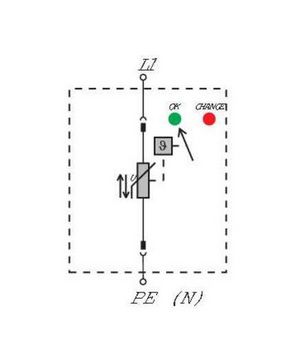 Ограничитель перенапряжения, низковольтный, без телекомм. контакта, однофазный VPU I 1 280V/12,5KA 1352130000 4050118158113