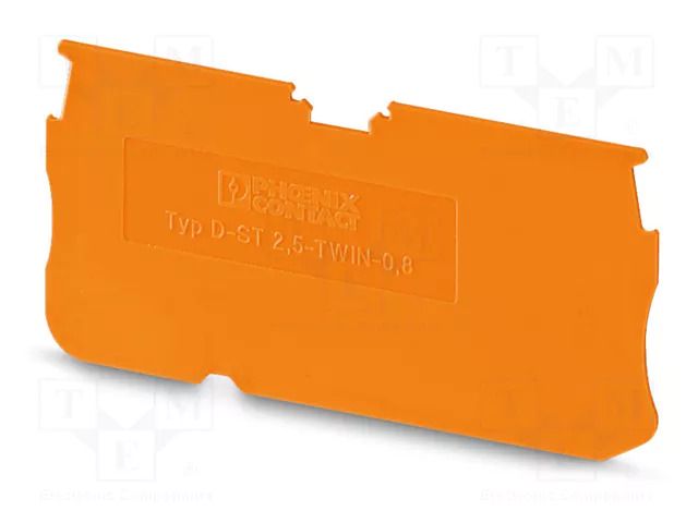 End piece; L: 29mm; W: 0.8mm; H: 60.5mm; Body: orange PHOENIX CONTACT D-ST2.5-TWIN-0.8OG