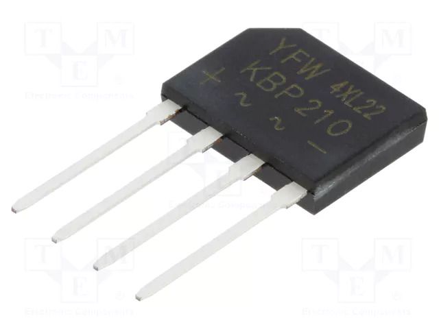 Bridge rectifier: single-phase; Urmax: 1kV; If: 2A; Ifsm: 60A; flat AKYGA SEMI KBP210-AKS