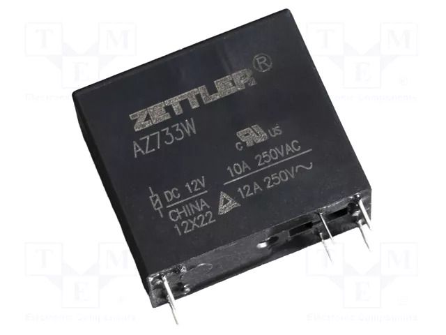Relay: electromagnetic; DPST-NO; Ucoil: 5VDC; 12A; 12A/277VAC; PCB ZETTLER AZ733W-2AE-5DE