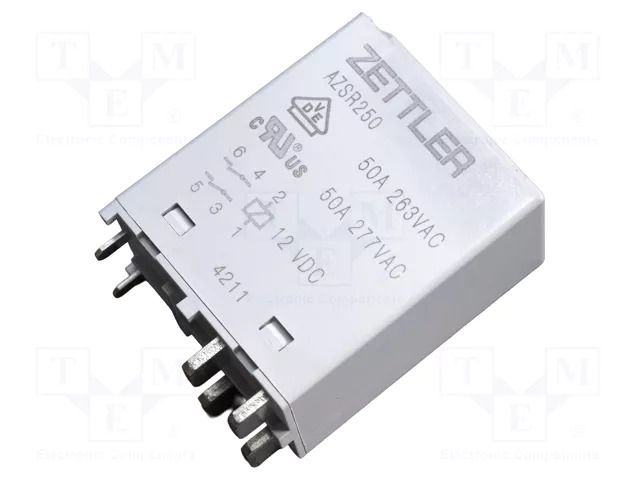 Relay: electromagnetic power; SPST-NO; Ucoil: 9VDC; 50A; PCB; 480mW ZETTLER AZSR250-2AE-9D