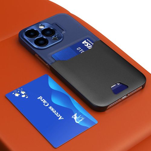 Leather Stand Case case for iPhone 14 Pro cover card wallet with stand blue, Hurtel 5907769350559 5907769350559