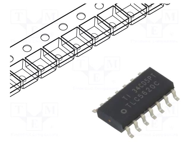 IC: D/A converter; 8bit; 48ksps; Ch: 4; SOIC14; 0÷70°C; 4.75÷5.25VDC TEXAS INSTRUMENTS TLC5620CD