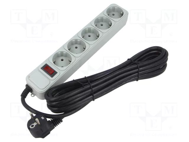 Plug socket strip: protective; Sockets: 5; 250VAC; 16A; white; 4.5m GEMBIRD SPG3-B-15C