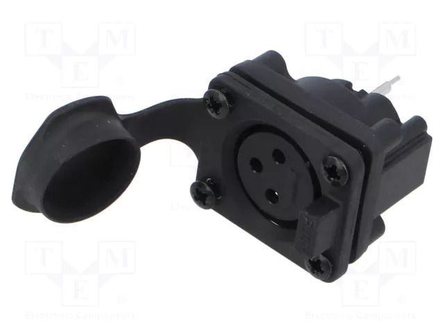 Connector: XLR; socket; female; AXS; 15A; 133V; PIN: 3; IP65; straight AMPHENOL AXS3FP1V