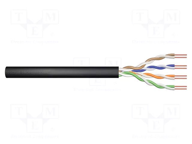 Wire; U/UTP; 4x2x24AWG; 5e; wire; Cu; outdoor; Insulation: PE; black DIGITUS DK-1511-V-5-OD