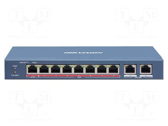 Switch PoE Ethernet; unmanaged; Number of ports: 10; 48VDC; DS-3E HIKVISION 6954273693350