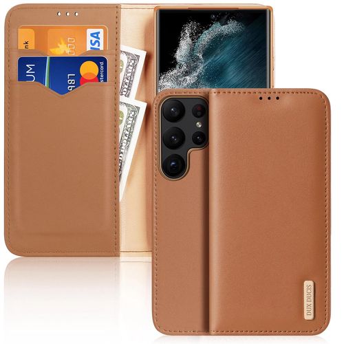 Dux Ducis Hivo Case for Samsung Galaxy S23 Ultra Flip Cover Wallet Stand RFID Blocking Brown, Dux Ducis 6934913031797 6934913031797