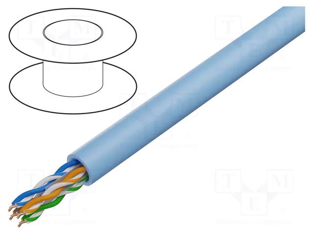 Wire; U/UTP; 4x2x23AWG; 6a; wire; Cu; Insulation: LSZH; blue; 305m DIGITUS DK-1614-A-VH-305