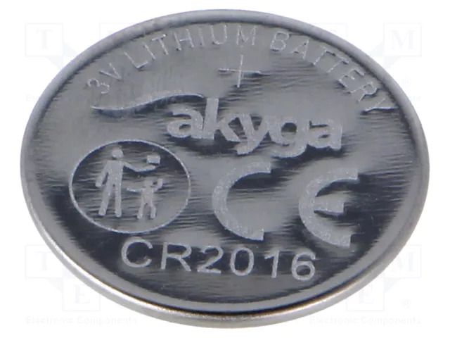 Battery: lithium; CR2016,coin; 3V; 90mAh; non-rechargeable AKYGA BATTERY BAT-CR2016/A