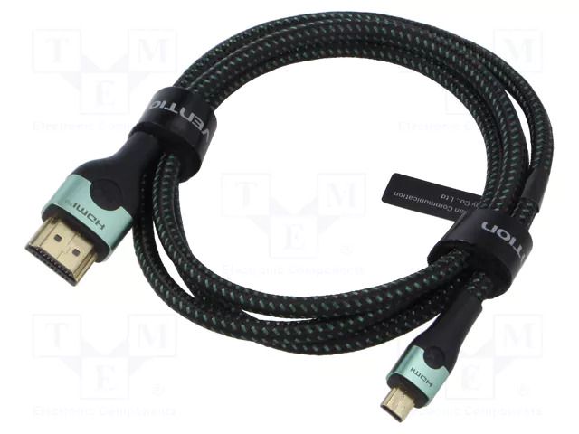 Cable; HDMI plug,micro HDMI plug; textile; HDMI 2.1; 4K,8K; 1m VENTION AGKGF