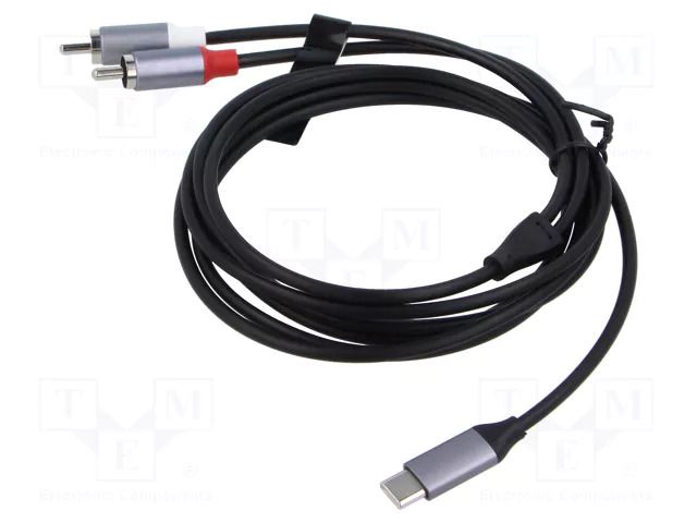 Cable; RCA plug x2,USB C plug; nickel plated; 1m; black VENTION BILHF