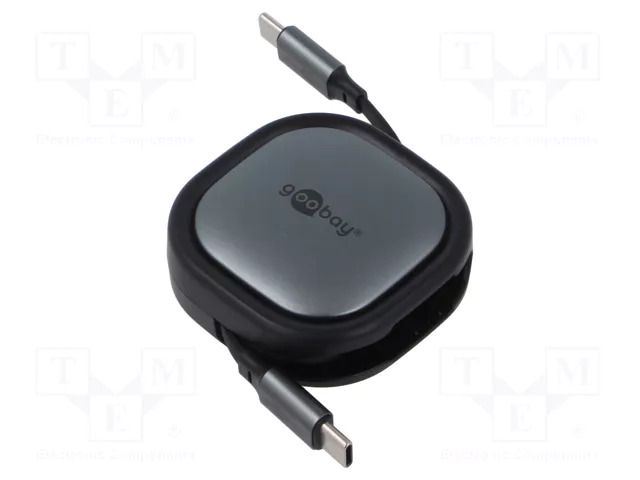 Cable; USB 2.0,rolled; USB C plug,both sides; 1m; black,silver GOOBAY GOOBAY-77424