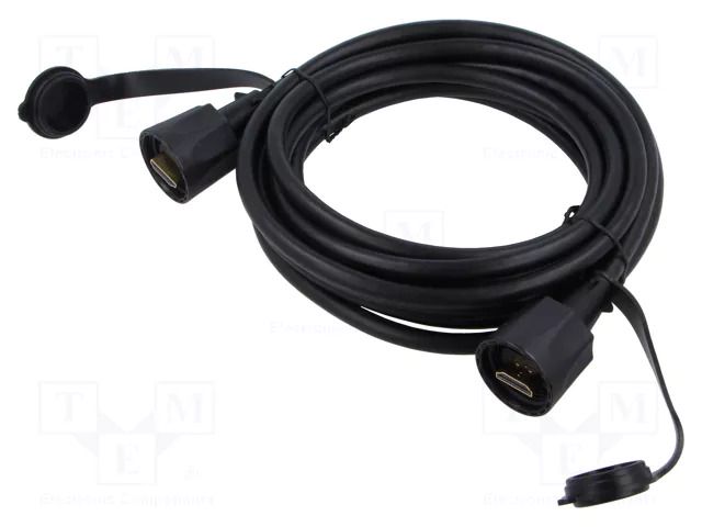 Cable; HDMI plug,both sides; PVC; HDMI 1.4; 4m; black; IP67 BULGIN PXP0036/4M00