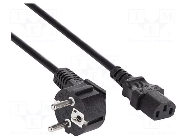 Cable; 3x1.5mm; PVC; Len: 3m; black; 10A; 250V; Core: Cu AKYGA AK-PC-08S