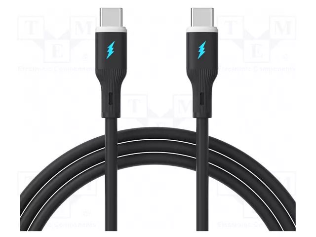 Cable; USB 2.0; USB C plug,both sides; nickel plated; 1m; black AKYGA AK-USB-67
