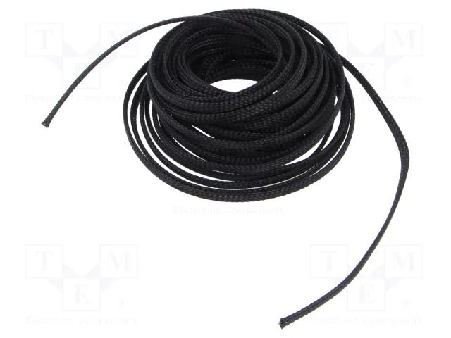 Braid; ØBraid : 3÷7mm; polyester; black; L: 100m; reel; -55÷150°C PARTEX PA-SUP04000BN0