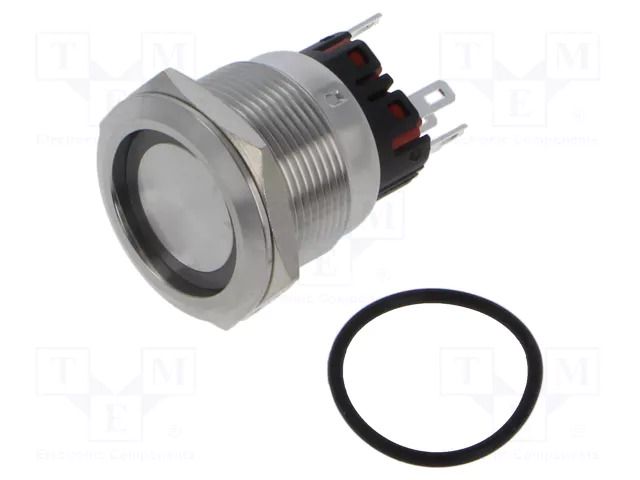 Switch: vandal resistant; Pos: 2; SPDT; 5A/250VAC; IP65; ON-ON; MP22 BULGIN MP22SLRINRG024S5