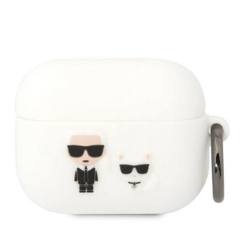 Karl Lagerfeld KLACAPSILKCW AirPods Pro cover white/white Silicone Karl &amp; Choupette, Karl Lagerfeld 3666339088200 3666339088200