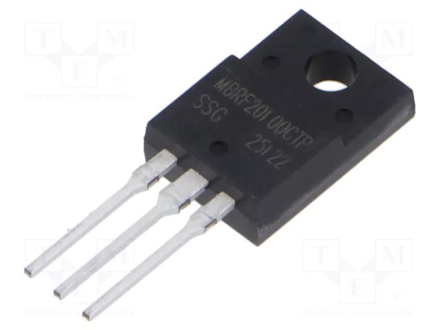 Diode: Schottky rectifying; THT; 100V; 20A; ITO220AB; Ufmax: 900mV SMC DIODE SOLUTIONS MBRF20100CTP-SMC