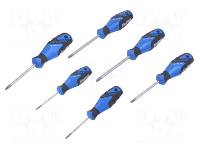 Kit: screwdrivers; Phillips,Pozidriv®; PH0,PZ0,PH1,PZ1,PH2,PZ2 GEDORE GEDORE-2003589