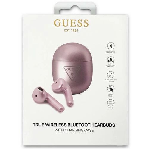 Guess GUTWST82TRU TWS Bluetooth Headphones + Purple/Purple Triangle Logo Docking Station, Guess 3666339099350 3666339099350