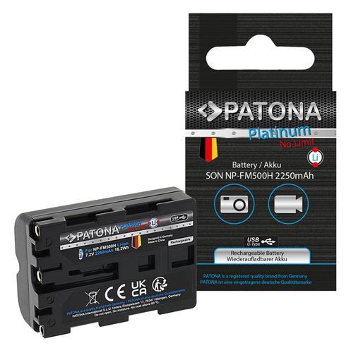 PATONA Platinum Battery with USB-C Input f. Sony NP-FM500H Alpha 57 65 77 99 DSLRA100 DSLR-A100 DSLRA100H DSLR-A200, PATONA 1374 4055655235211