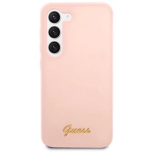 Guess GUHCS23MLSLMGPP S23+ S916 pink/pink hardcase Silicone Script Metal Logo, Guess 3666339115036 3666339115036