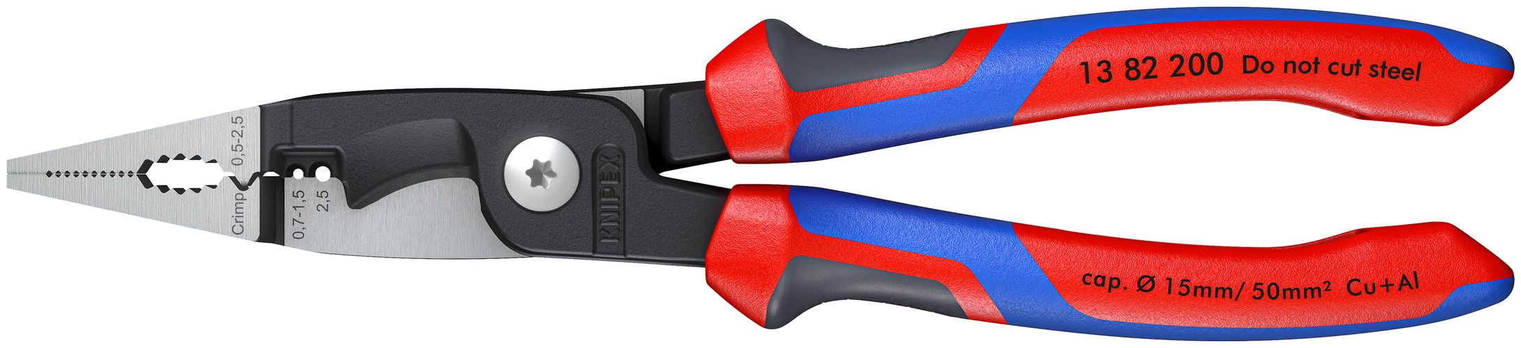 KNIPEX 13 82 200 Pliers for Electrical Installation with comfort handles black atramentized 200 mm 13 82 200 4003773075080