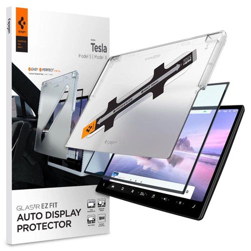 Spigen Glas.tR EZ Fit Tempered Glass for Tesla Model X 2022 / Model S 2021 - Black, Spigen 8809811862423 8809811862423