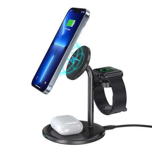 Choetech T585-F 3in1 Magnetic wireless charger station for iPhone 12/13/14 series,AirPods Pro and iwatch charger Black, Choetech 6932112104458 6932112104458