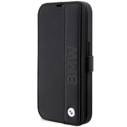 Case BMW BMBKP14L22RDPK iPhone 14 Pro 6.1" black/black bookcase Leather Textured&Stripe, BMW 3666339097172 3666339097172