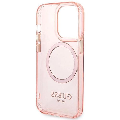 Guess GUHMP14XHTCMP iPhone 14 Pro Max 6.7&quot; pink/pink hard case Gold Outline Translucent MagSafe, Guess 3666339069698 3666339069698