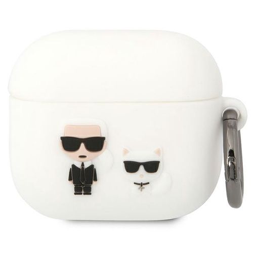 Karl Lagerfeld KLACA3SILKCW AirPods 3 cover white/white Silicone Karl &amp; Choupette, Karl Lagerfeld 3666339088217 3666339088217