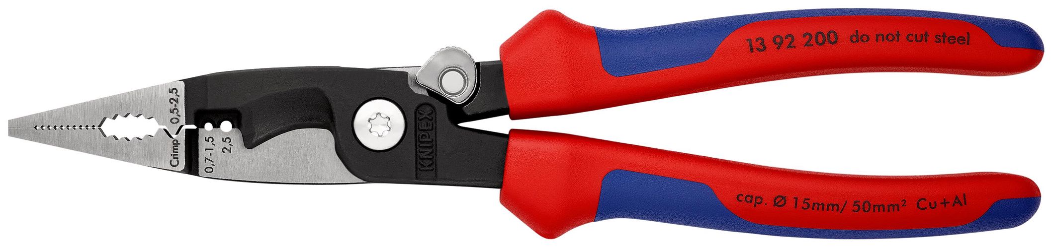 KNIPEX 13 92 200 Pliers for Electrical Installation with multicomponent handles black atramentized 200 mm 13 92 200 4003773075103