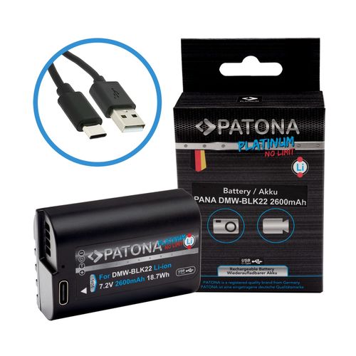 PATONA Platinum battery with USB-C input for Panasonic DMW-BLK22 S5 G9 GH5 GH5S, PATONA 1401 4055655239172