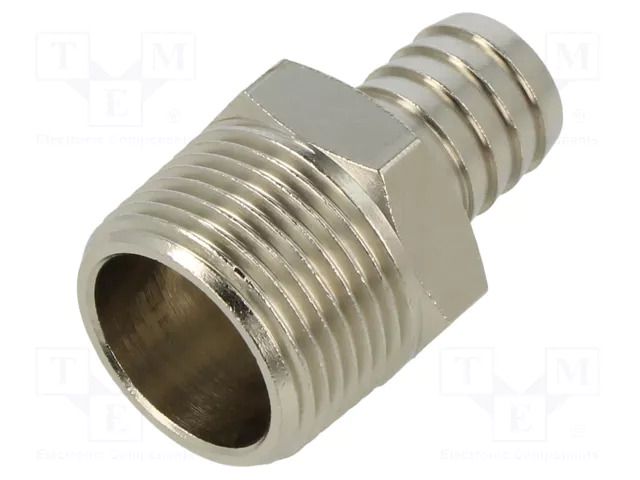 Threaded fitting; connector pipe; nickel plated brass; 16mm PNEUMAT 3040-16-3/4