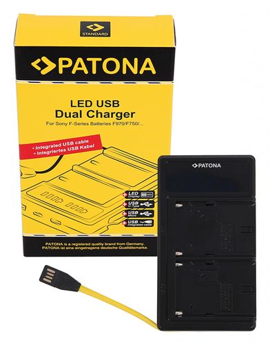 PATONA Dual LED USB Charger f. Sony NP-FM50 NP-F550 NP-F750 NP-F970, PATONA 141525 4055655213486