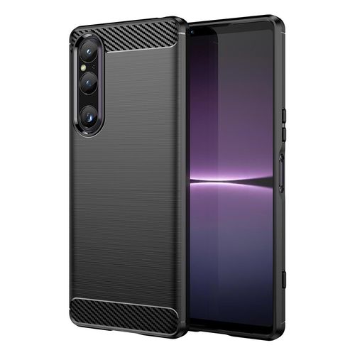 Carbon Case cover for Sony Xperia 1 V flexible silicone carbon cover black, Hurtel 5907769353772 5907769353772