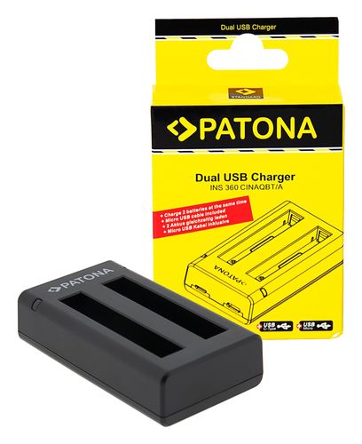 PATONA Dual Charger f. Insta360 X3 CINAQBT/A incl. Micro-USB cable, PATONA 1459 4055655221412