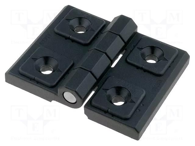 Hinge; L: 75mm; Width: 60mm; technopolymer PA; black ELESA+GANTER CFR.60SH-6