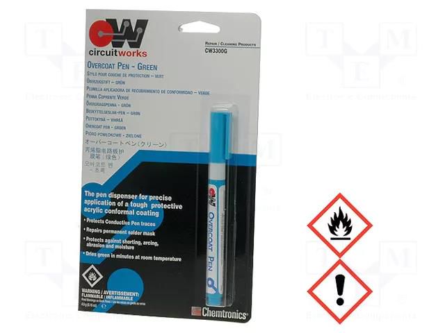 Marker: protective coating; green; 4.9ml; Signal word: Danger CHEMTRONICS CH-CW3300G