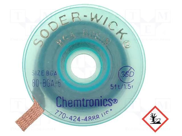 Tape: desoldering; halide-free,rosin,ROL0; W: 5.6mm; L: 1.5m; ESD CHEMTRONICS CH-SW80-BGA-5