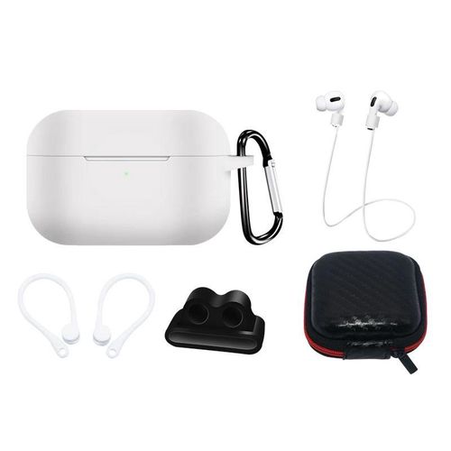 Silicone Case Set for AirPods Pro 2 / AirPods Pro 1 + Case / Ear Hook / Neck Strap / Watch Strap Holder / Carabiner - White, Hurtel 5907769355004 5907769355004